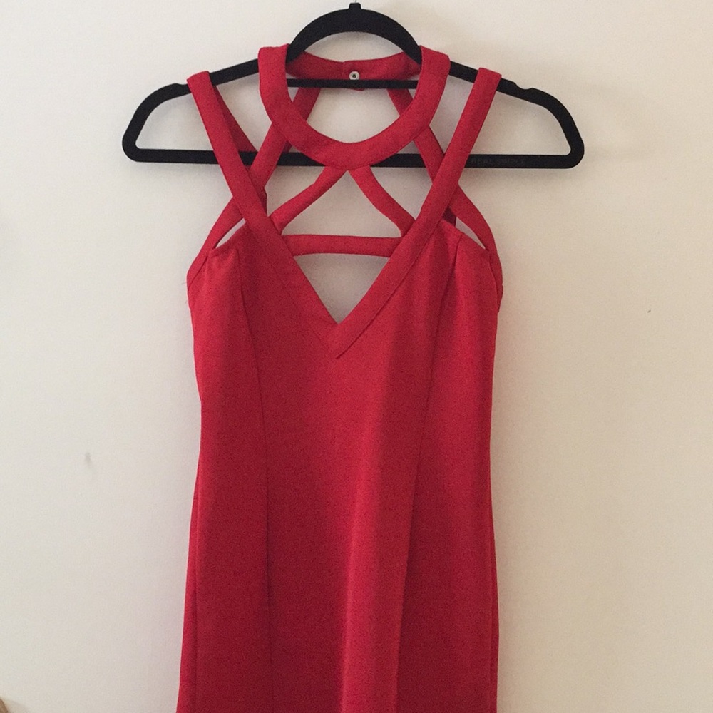 Red cutout bodycon dress